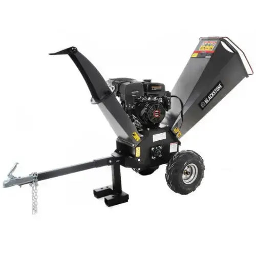 Broyeur de branches Blackstone BC 1500 LE, équipé d’un moteur Loncin de 12.24 CV, conçu pour le broyage efficace de végétaux de diamètre moyen